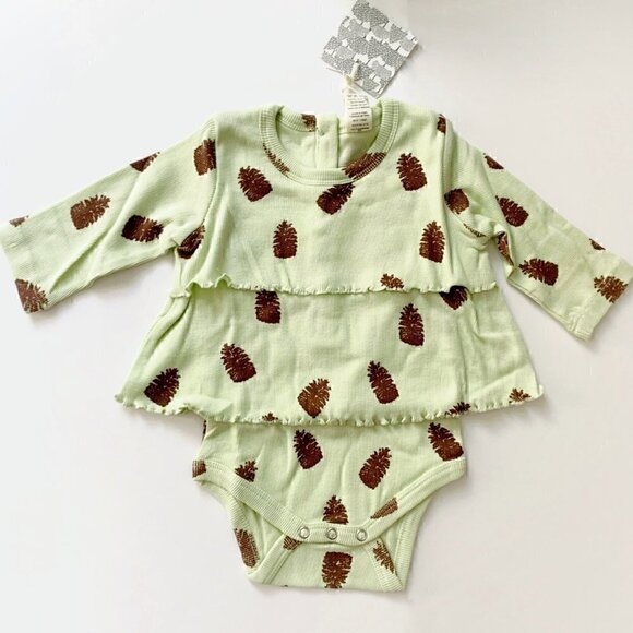 Kate Quinn long sleeve double ruffle dress Little Pinecones bodysuit - Picture 1 of 5